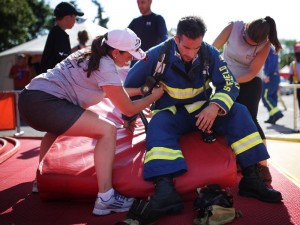 Natalie helping out with one of the competitors.