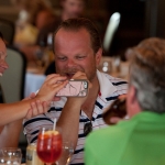 Natalie Beauchamp sharing some laughs at dinner.